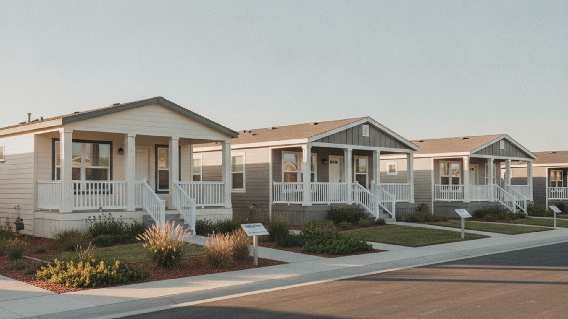 San Diego County neighborhood with manufactured homes on residential lots in a tree-lined community